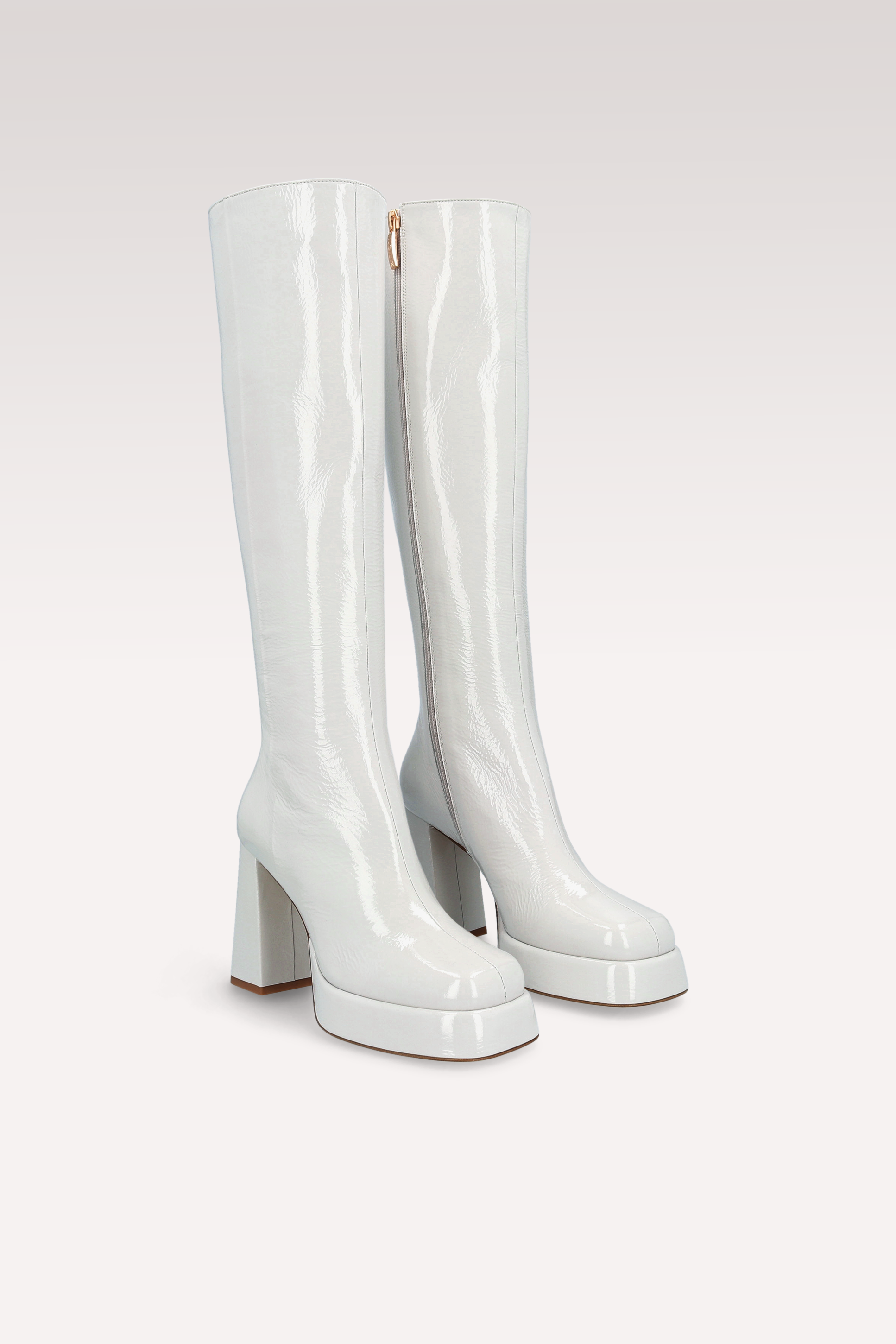 CINDY 01 БОТУШИ НА ПЛАТФОРМА ОТ СИВА МАЧКАН ЛАК ЕСТЕСТВЕНА КОЖА