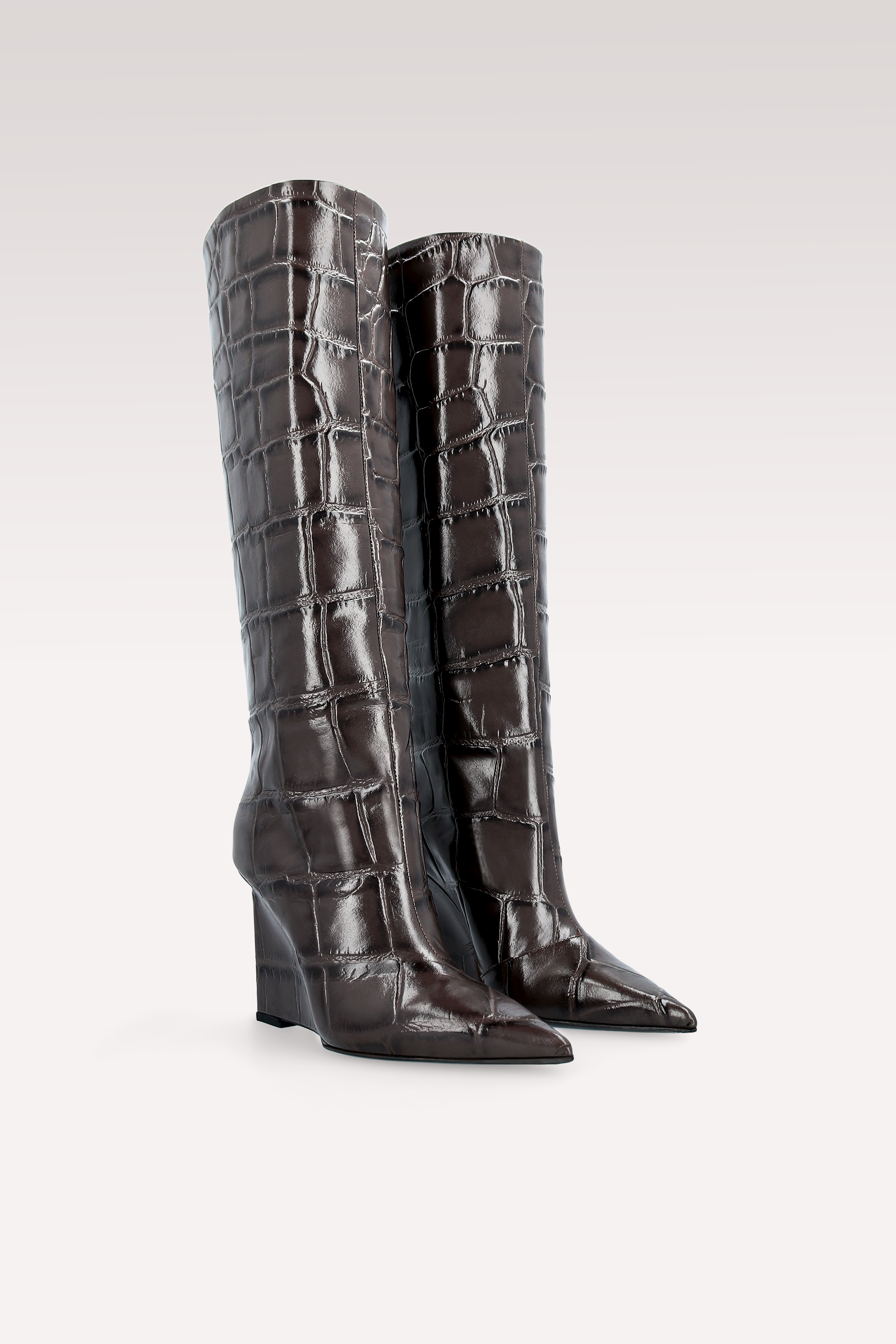 ZEUDI 02 БОТУШИ ОТ КАФЯВА КРОКО ЩАМПОВАНА КОЖА