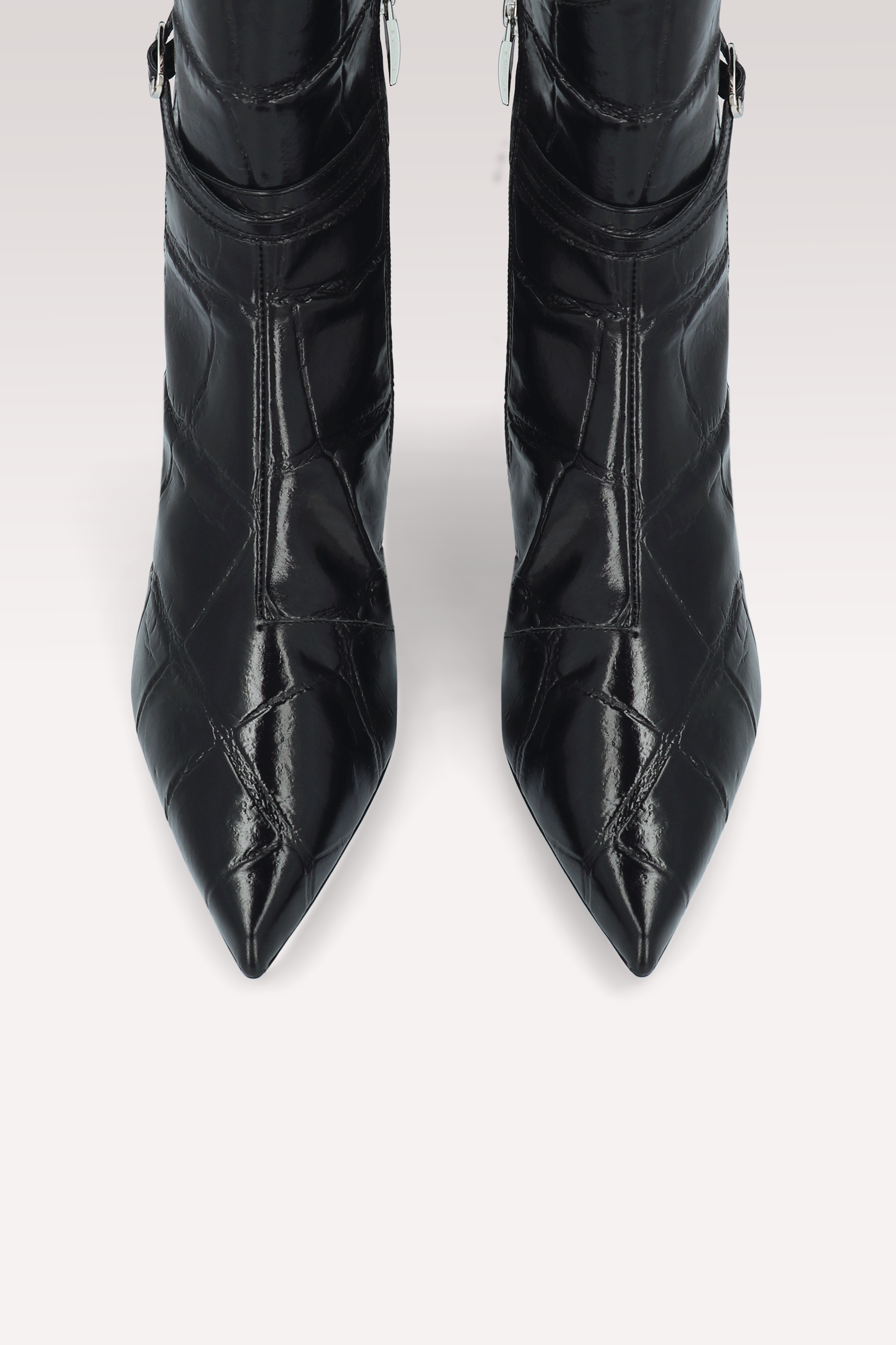 ORIANA БОТИ И MILLY ЧАНТА ОТ ЧЕРНА ЩАМПОВАНА КРОКО КОЖА