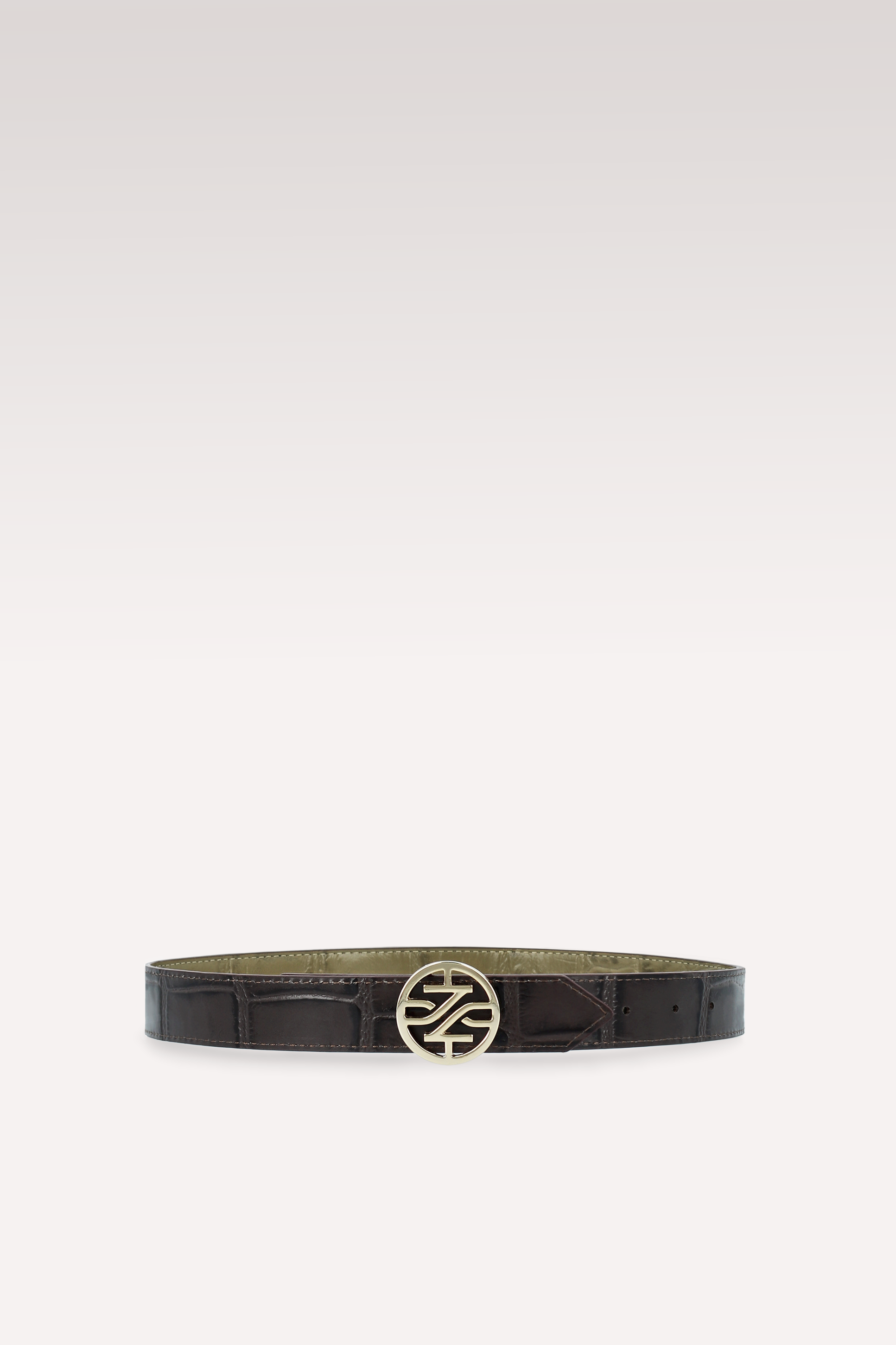 KEIRA 2 ДВУЛИЦЕВ КОЛАН ОТ МАСЛЕНО ЗЕЛЕНА КРОКО ЩАМПОВАНА КОЖА И КАФЯВА КРОКО ЩАМПОВАНА КОЖА