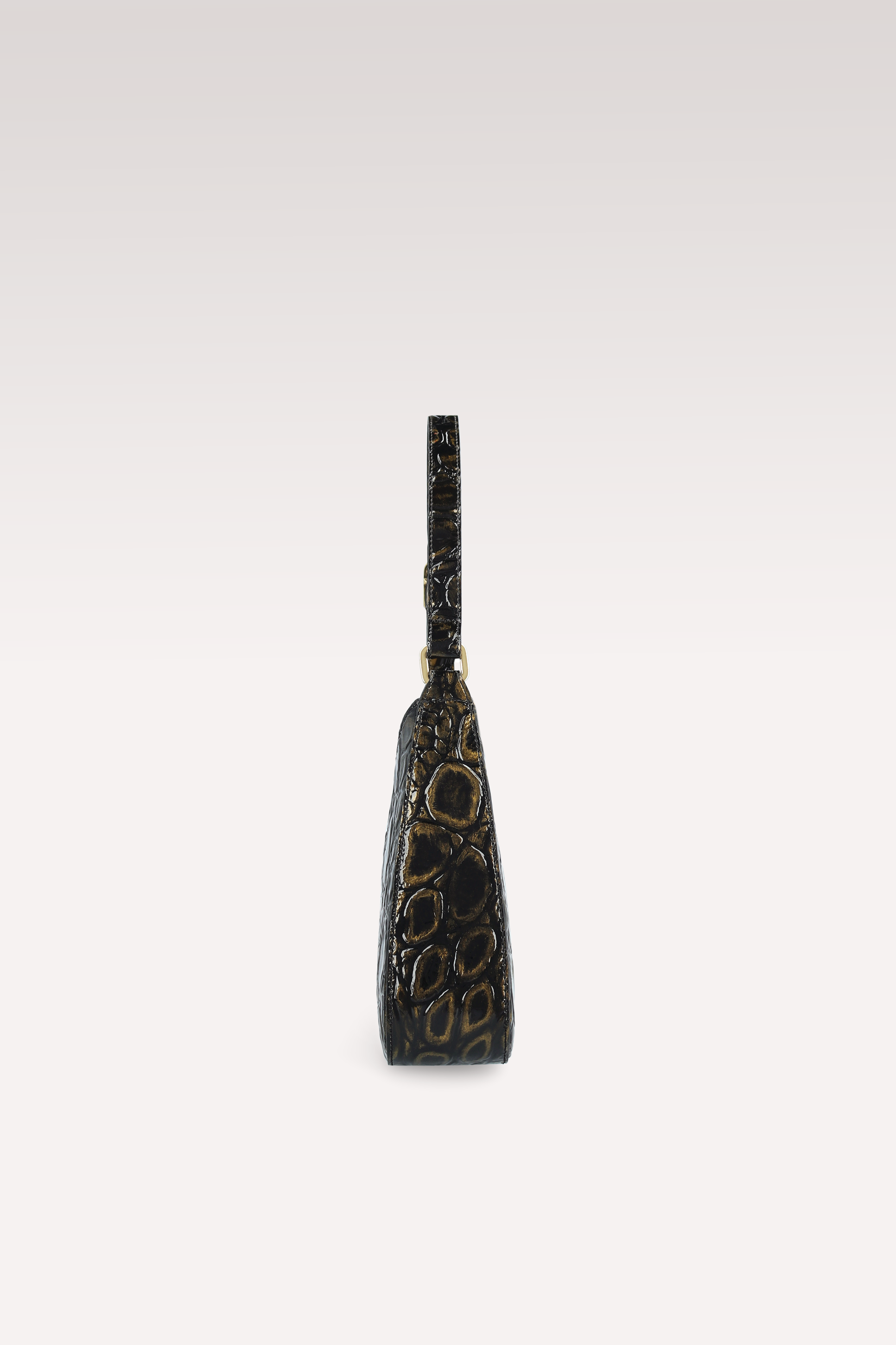 DALIA ЧАНТА ПРЕЗ РАМО ОТ ЗЛАТНО И ЧЕРНО КРОКО ЩАМПОВАНА КОЖА