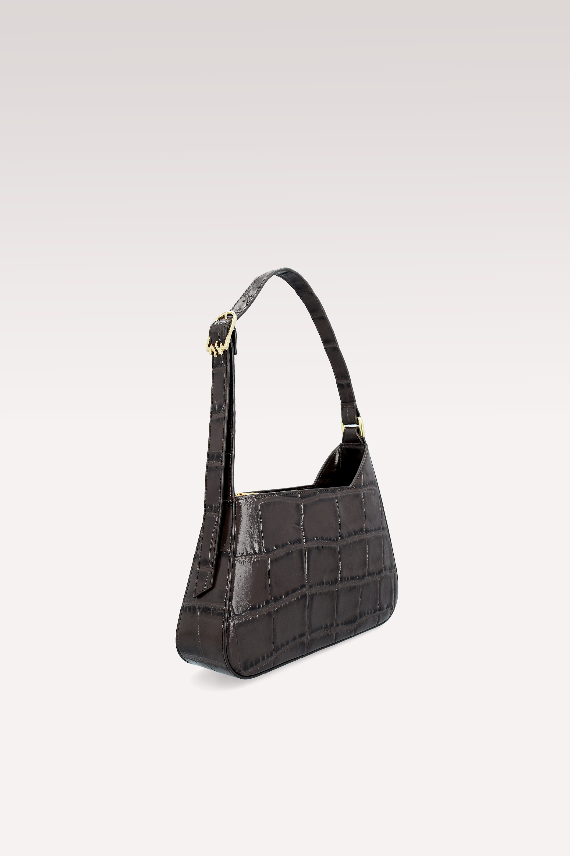 ZEUDI БОТУШИ И DALIA ЧАНТА ОТ КАФЯВА КРОКО ЩАМПОВАНА КОЖА