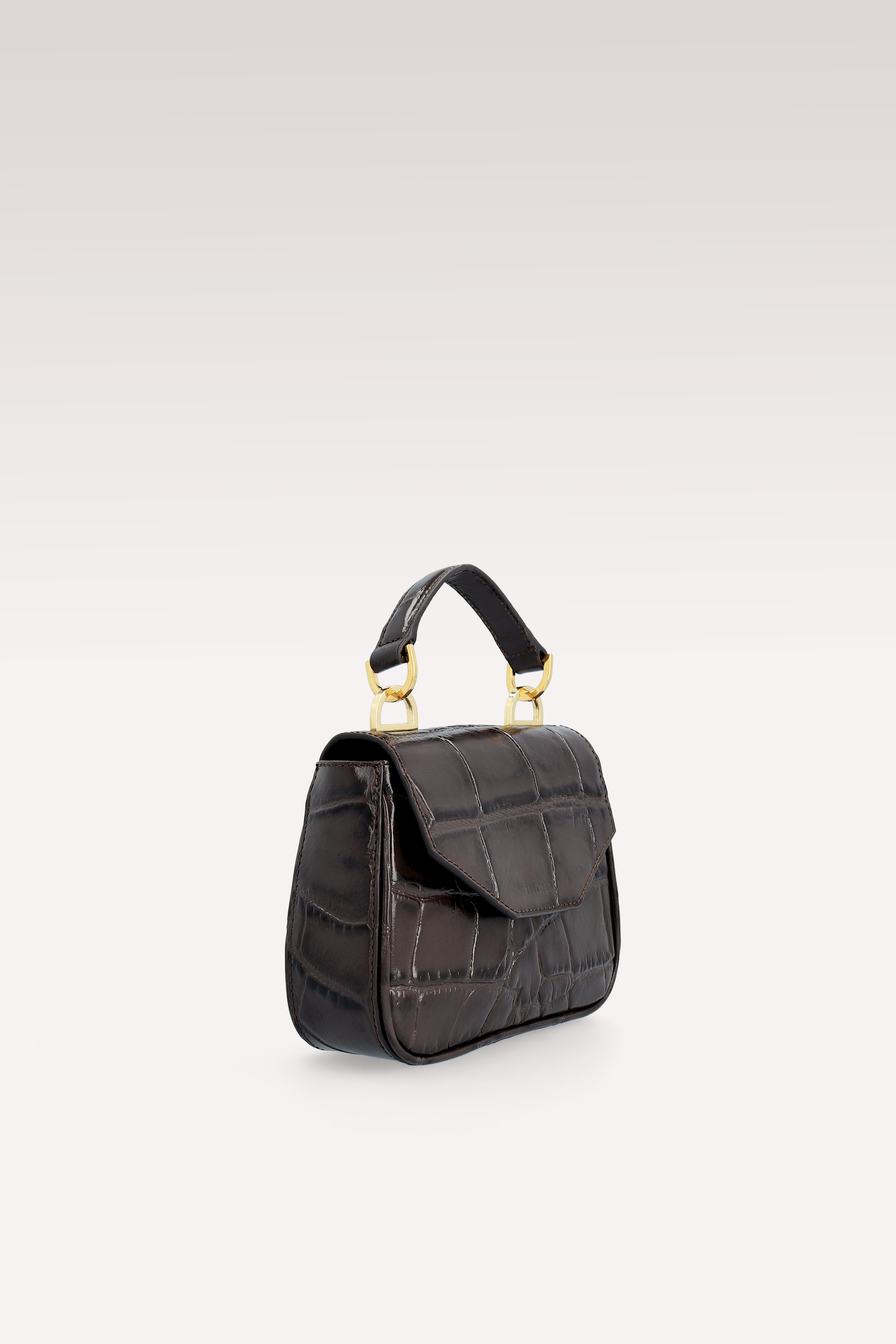 MILLY МАЛКА ЧАНТА ОТ КАФЯВА КРОКО ЩАМПОВАНА КОЖА