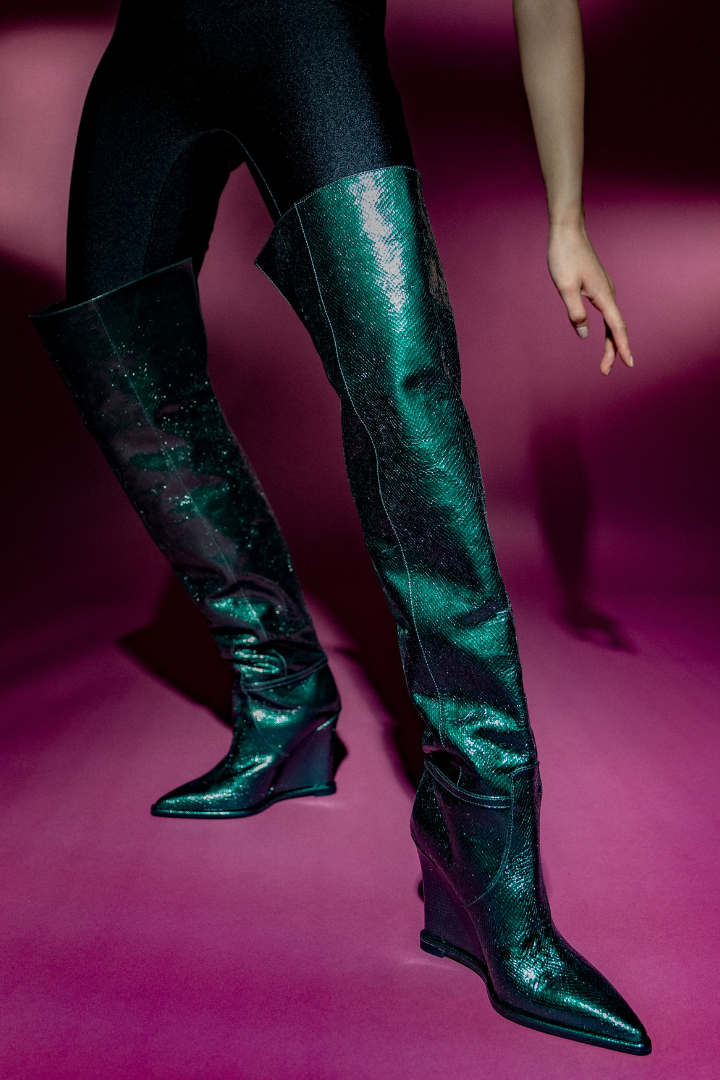 MONA LISA 02 ЧИЗМИ ОТ ЗЕЛЕНА ЗМИЙСКИ ЩАМПОВАНА ЕСТЕСТВЕНА КОЖА