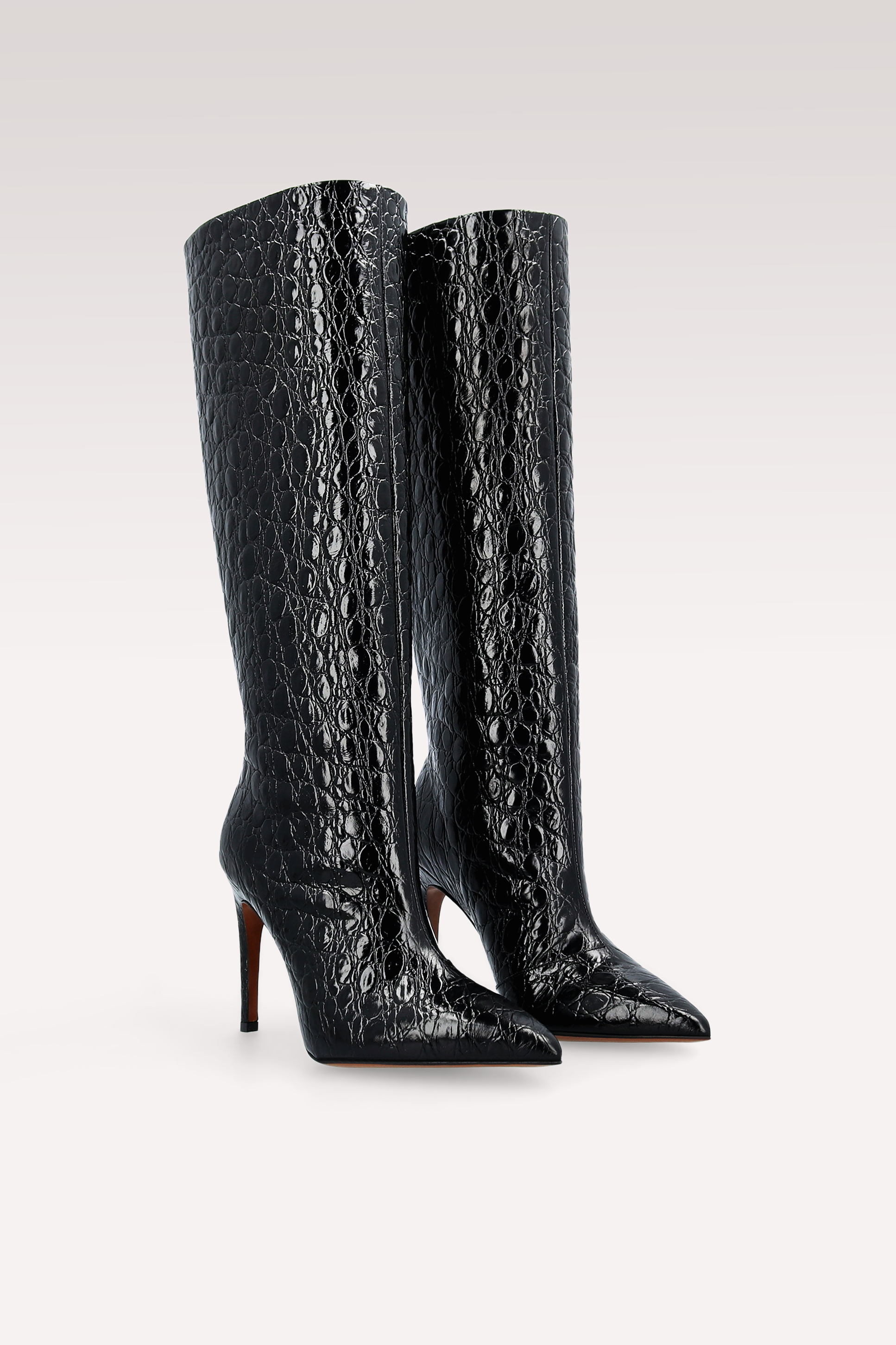 ANASTASIA 02 БОТУШИ ОТ ЧЕРНА КРОКО ЩАМПОВАНА ЕСТЕСТВЕНА КОЖА