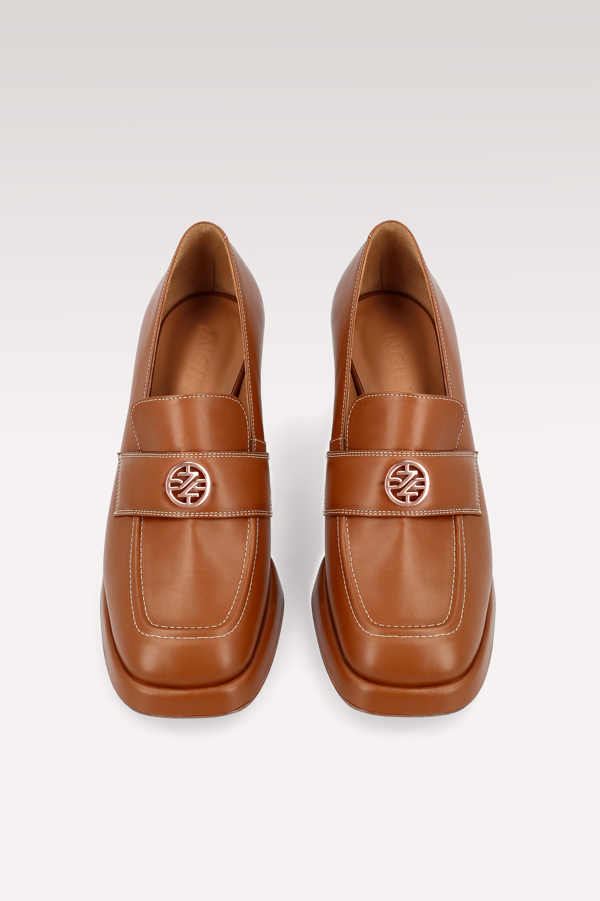 CONNIE MOK 02 ОБУВКИ ОТ КАФЯВА ГЛАДКА КОЖА С КОНТРАСТЕН ШЕВ