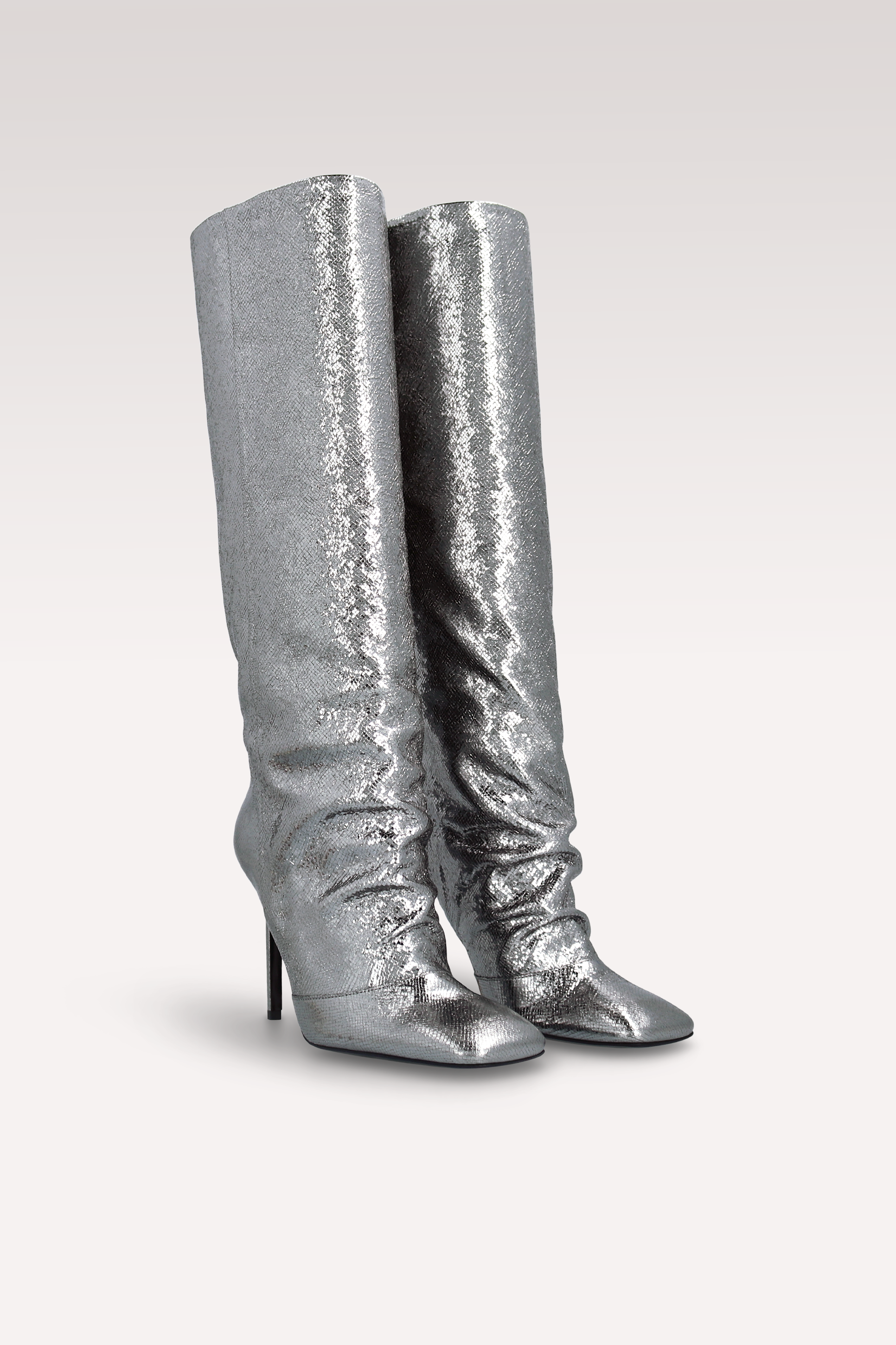 GINEVRA 04 БОТУШИ ОТ ТЪМНО СРЕБЪРНА ЗМИЙСКИ ЩАМПОВАНА КОЖА