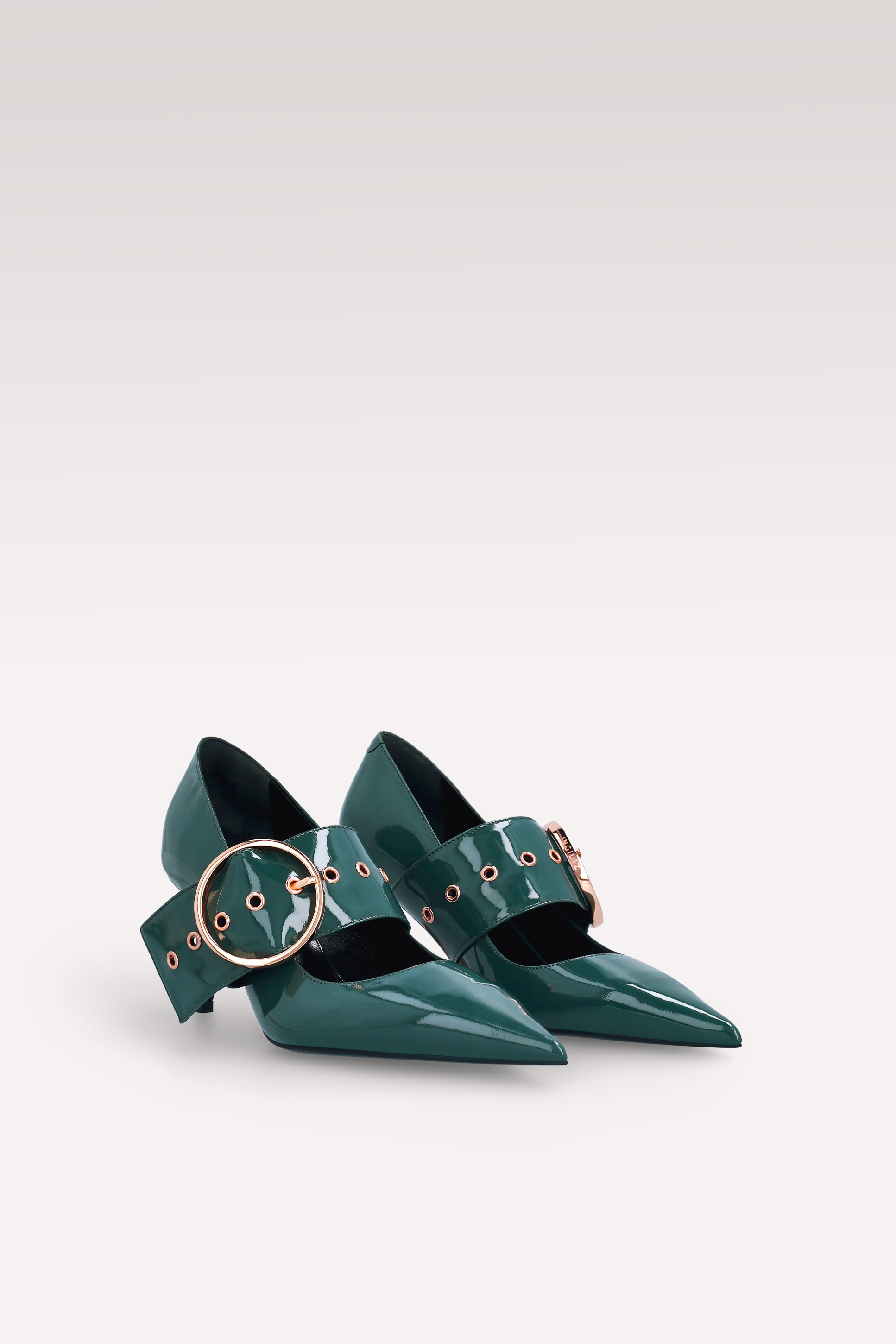 MIA 05 ОБУВКИ ОТ ТЪМНО ЗЕЛЕНА ЛАЧЕНА КОЖА