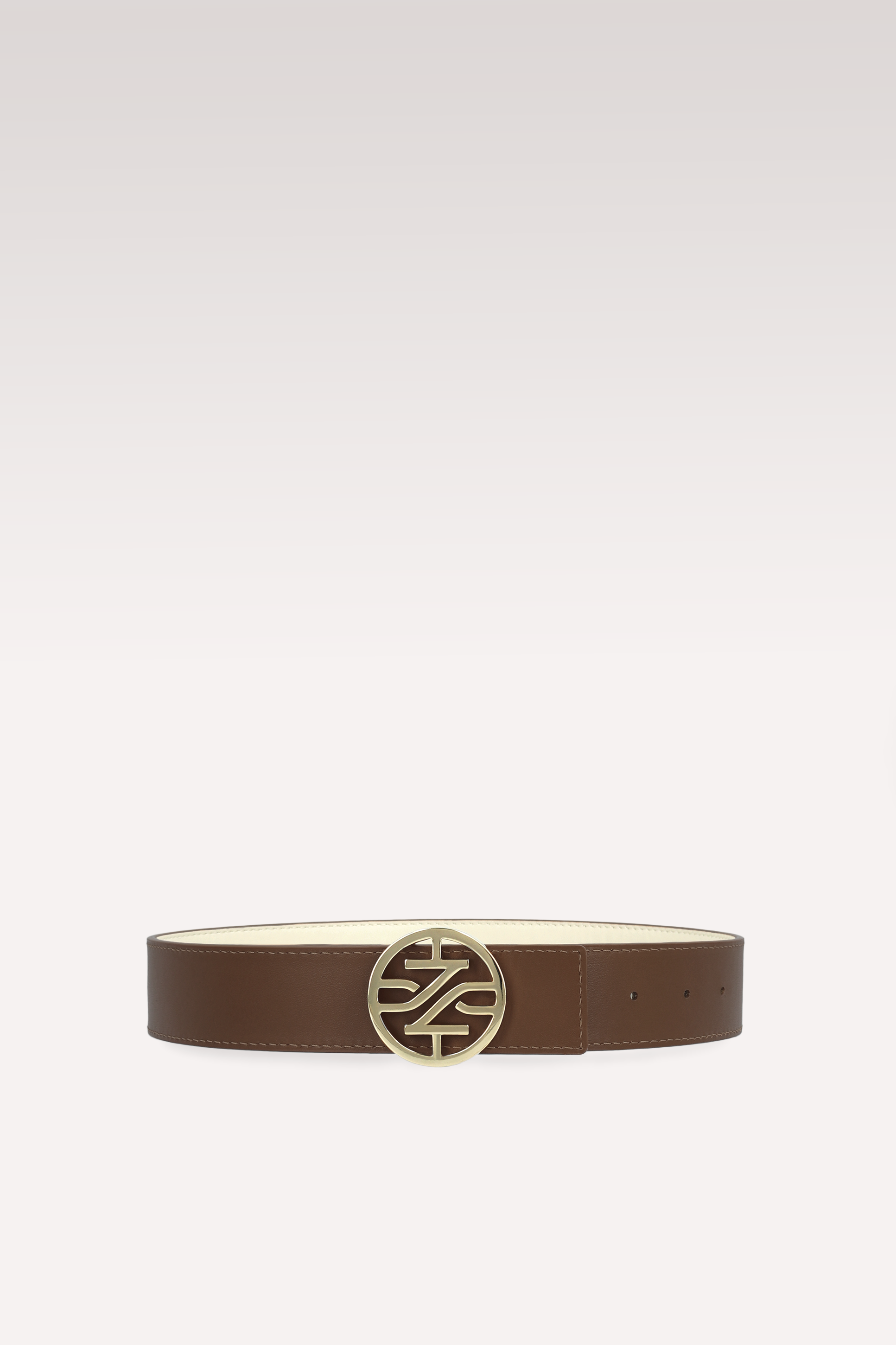 KENNIE ДВУЛИЦЕВ КОЛАН ОТ ТЪМНО КАФЯВА ГЛАДКА КОЖА И БЕЖОВА ГЛАДКА КОЖА